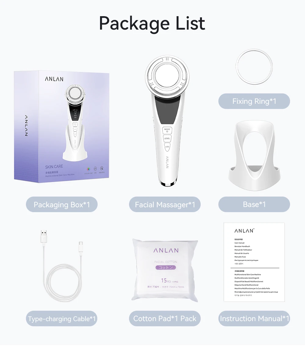 ANLAN EMS Facial Massager Pro Face Lifting Skin Rejuvenation Cold Compress Deep Cleaning Anti-aging Skincare Beauty Device ANLAN EMS Facial Massager Pro Face Lifting Skin Rejuvenation Cold Compress Deep Cleaning Anti-aging Skincare Beauty Device