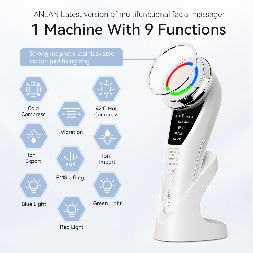 ANLAN EMS Facial Massager Pro Face Lifting Skin Rejuvenation Cold Compress Deep Cleaning Anti-aging Skincare Beauty Device ANLAN EMS Facial Massager Pro Face Lifting Skin Rejuvenation Cold Compress Deep Cleaning Anti-aging Skincare Beauty Device