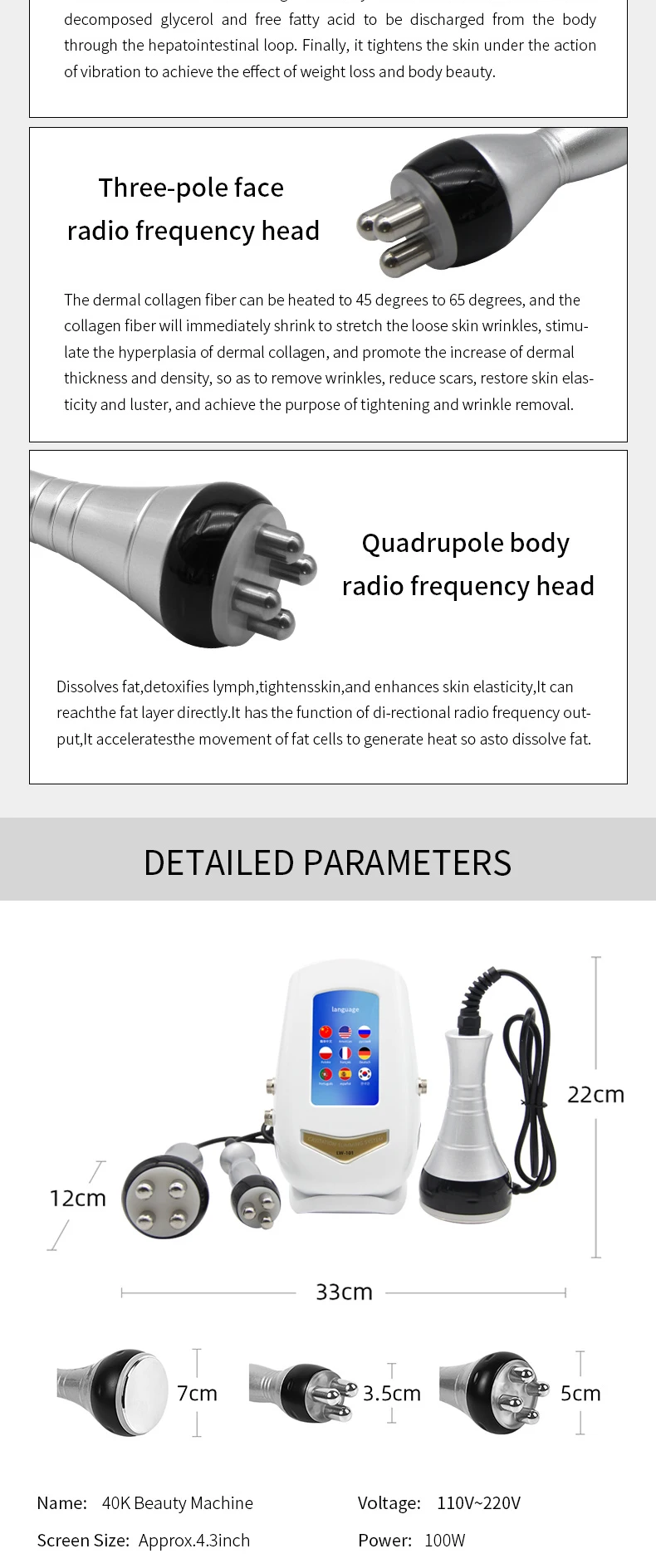 RF Tool 40K Body Slimming Machine Ultrasonic Cavitation Vacuum Lose Weight Cellulite Massage Multi-Polar Frequency Body Care RF Tool 40K Body Slimming Machine Ultrasonic Cavitation Vacuum Lose Weight Cellulite Massage Multi-Polar Frequency Body Care