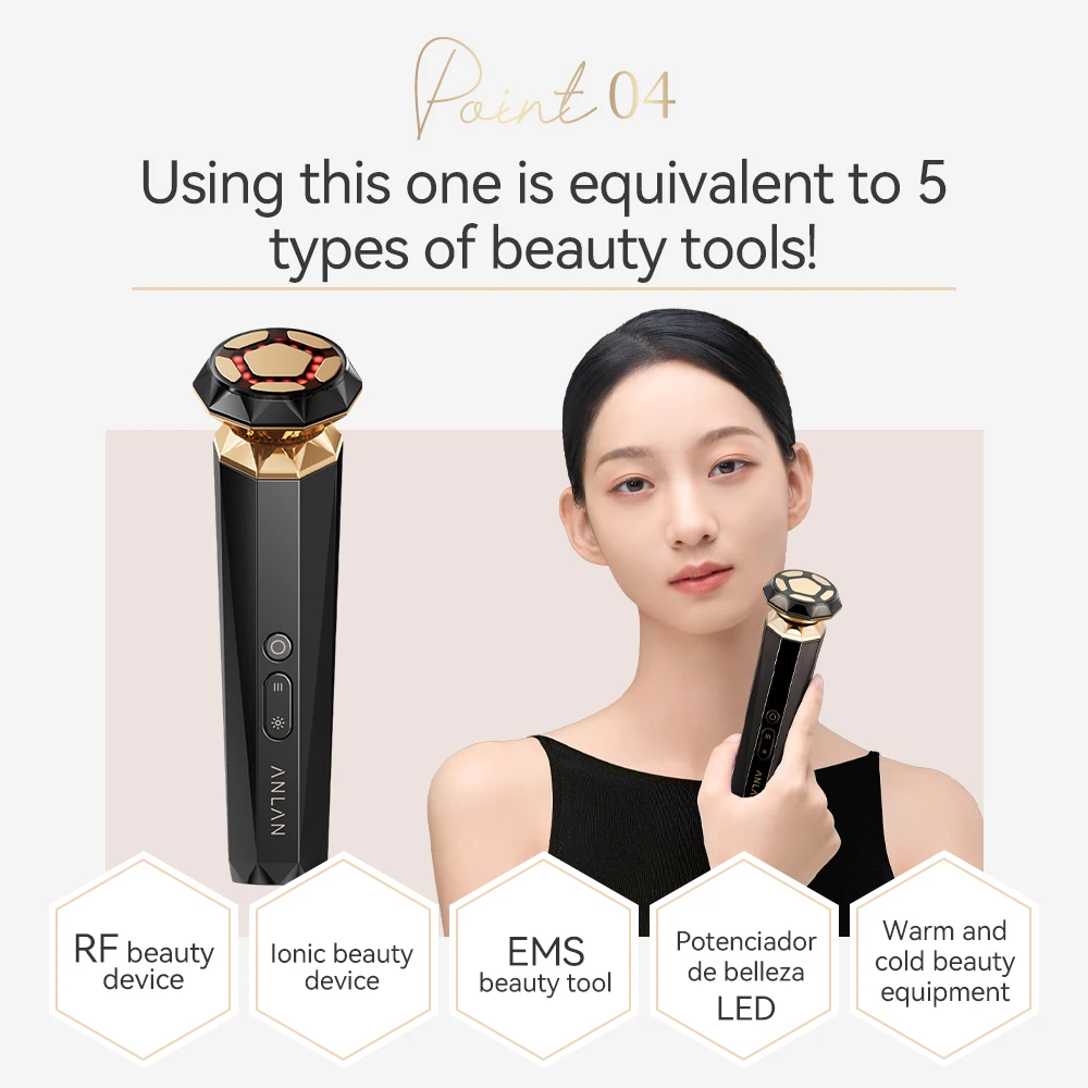 ANLAN Multifunction Skincare Device Pro 18K Gold Face Radio Frequency With Hot Cold EMS Facial Lifting Beauty Skin Care Massager ANLAN Multifunction Skincare Device Pro 18K Gold Face Radio Frequency With Hot Cold EMS Facial Lifting Beauty Skin Care Massager