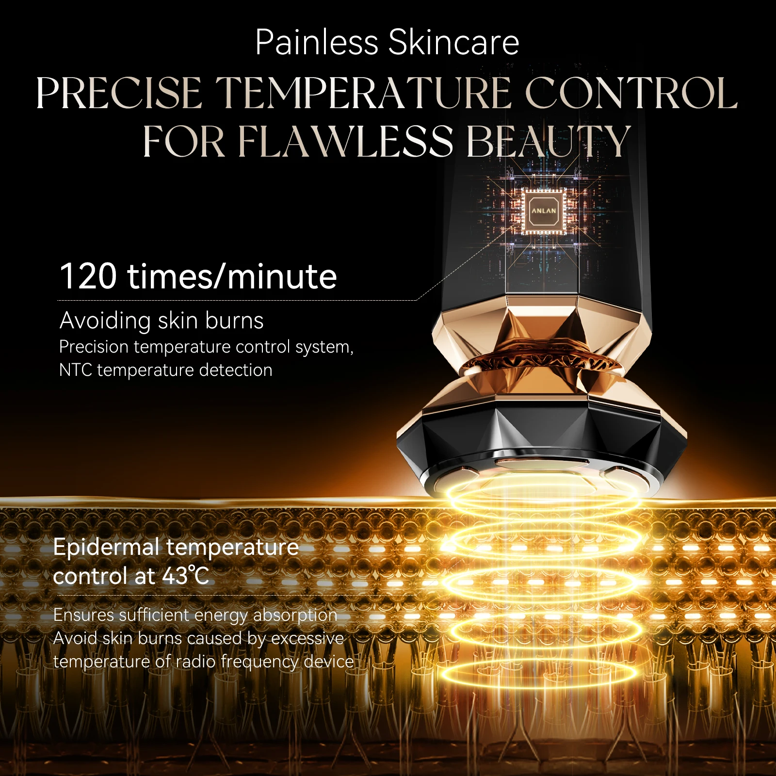 ANLAN Multifunction Skincare Device Pro 18K Gold Face Radio Frequency With Hot Cold EMS Facial Lifting Beauty Skin Care Massager - Image 5