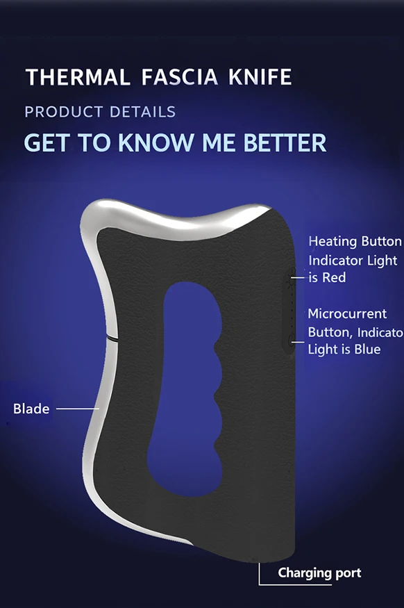 Electric Fascia Knife Scraping EMS Micro Current Stimulation Deep Tissue Vibration Muscle Relaxation Body Massage Scraper