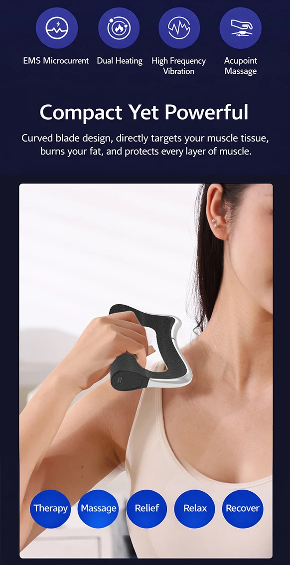 Electric Fascia Knife Scraping EMS Micro Current Stimulation Deep Tissue Vibration Muscle Relaxation Body Massage Scraper