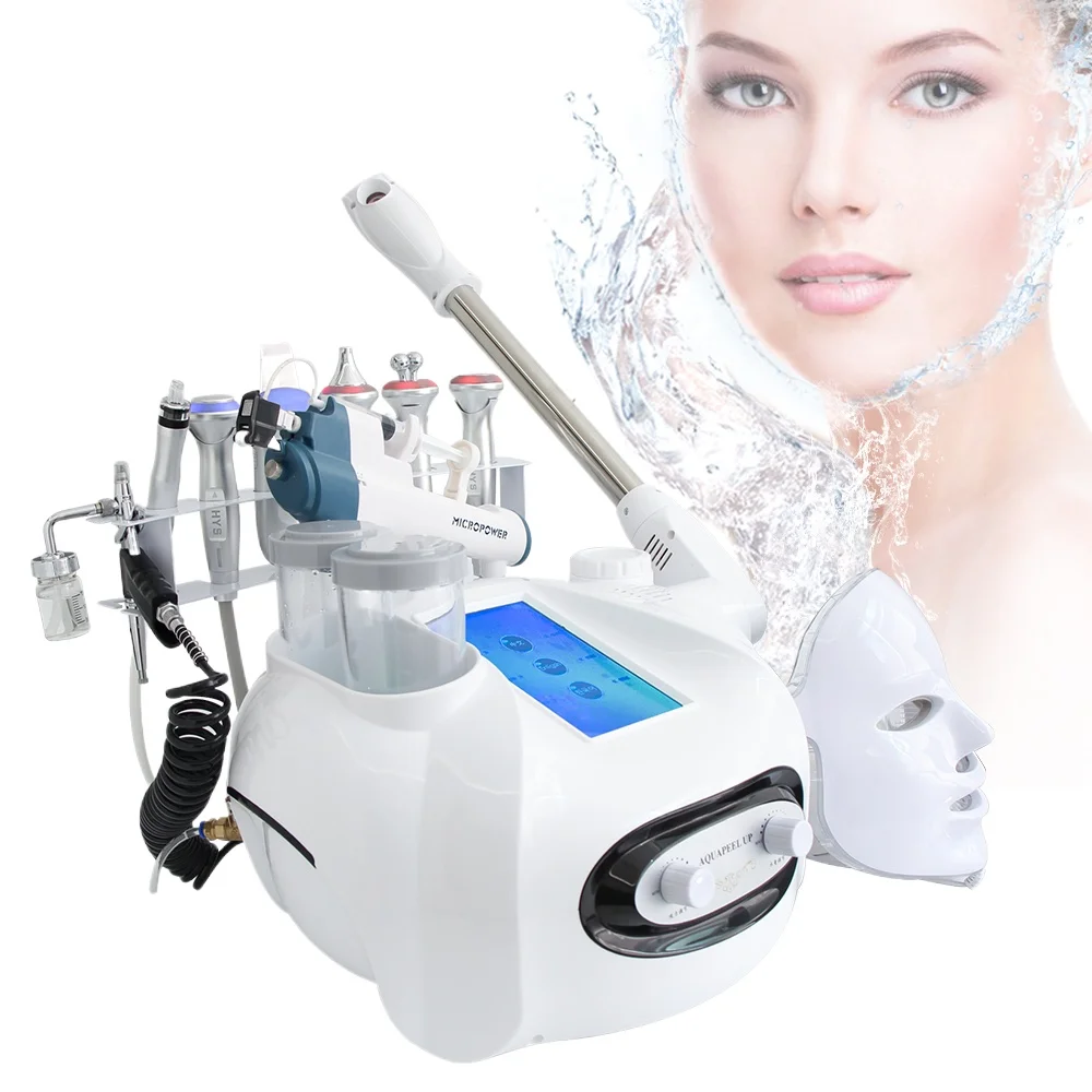 New 10 in 1 Hydrogen Oxygen Small Bubble Machine Facial Steamer Lumi Spa H2O2 Hydro Dermabrasion Beauty Face Massage Devices