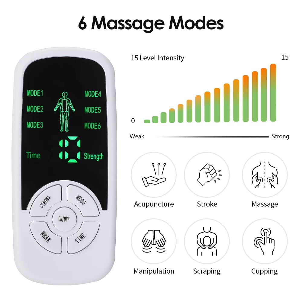 6 Modes Tens Electric Massager Muscle Relax Device Full Body Stimulator Back Waist Knee Healthy Care Patchs Digital Massage Tool 6 Modes Tens Electric Massager Muscle Relax Device Full Body Stimulator Back Waist Knee Healthy Care Patchs Digital Massage Tool