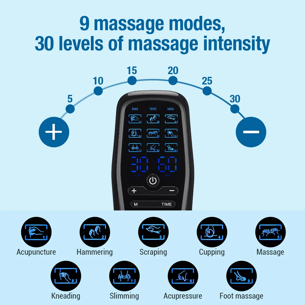 Electric EMS Acupuncture Body Massage Physiotherapy Tens Muscle Stimulator Therapy Slimming Machine Electro Stimulator 10Pads