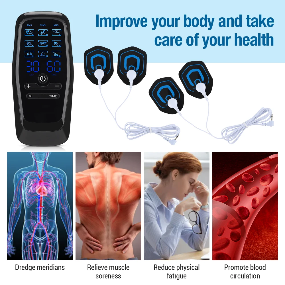 Electric EMS Acupuncture Body Massage Physiotherapy Tens Muscle Stimulator Therapy Slimming Machine Electro Stimulator 10Pads