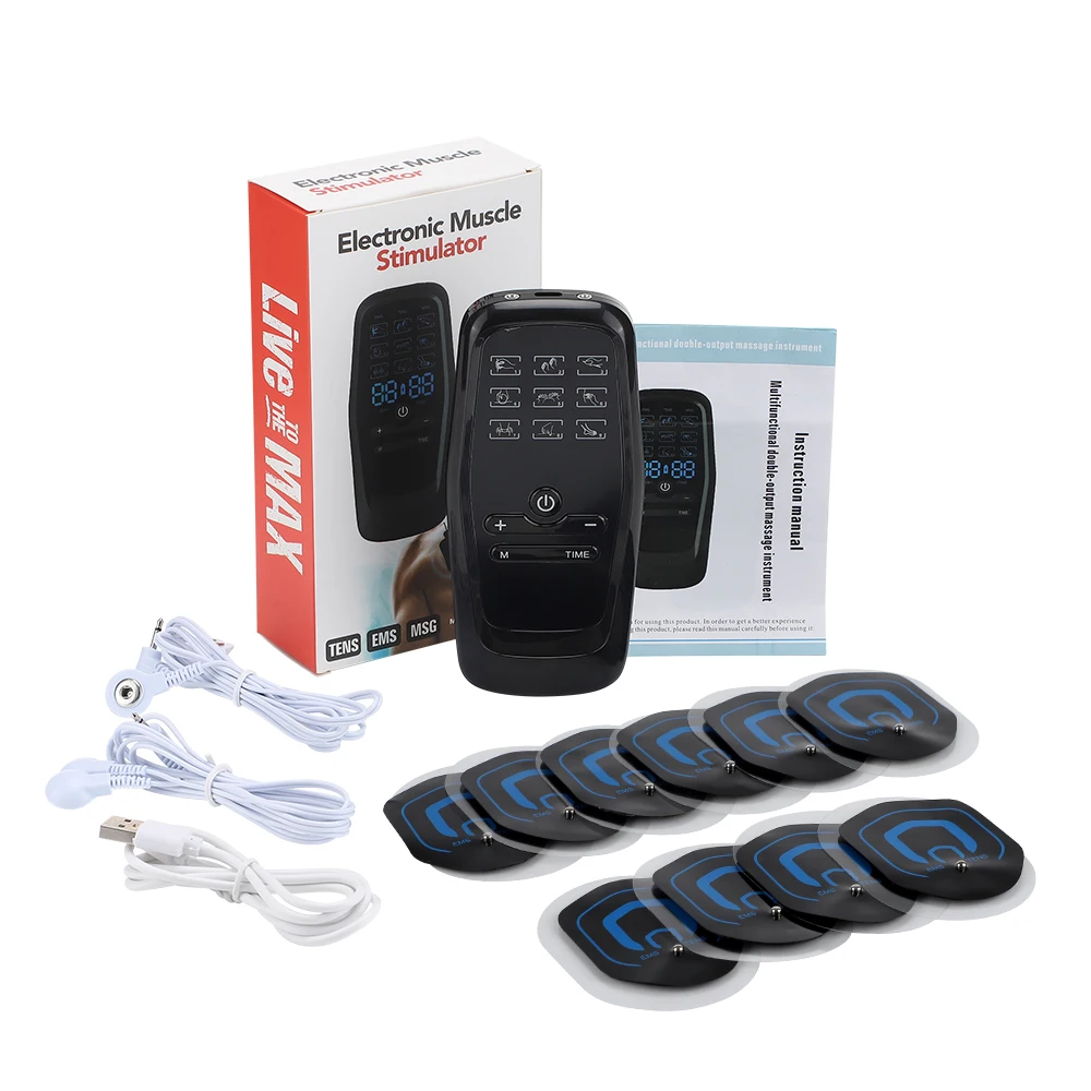 Electric EMS Acupuncture Body Massage Physiotherapy Tens Muscle Stimulator Therapy Slimming Machine Electro Stimulator 10Pads