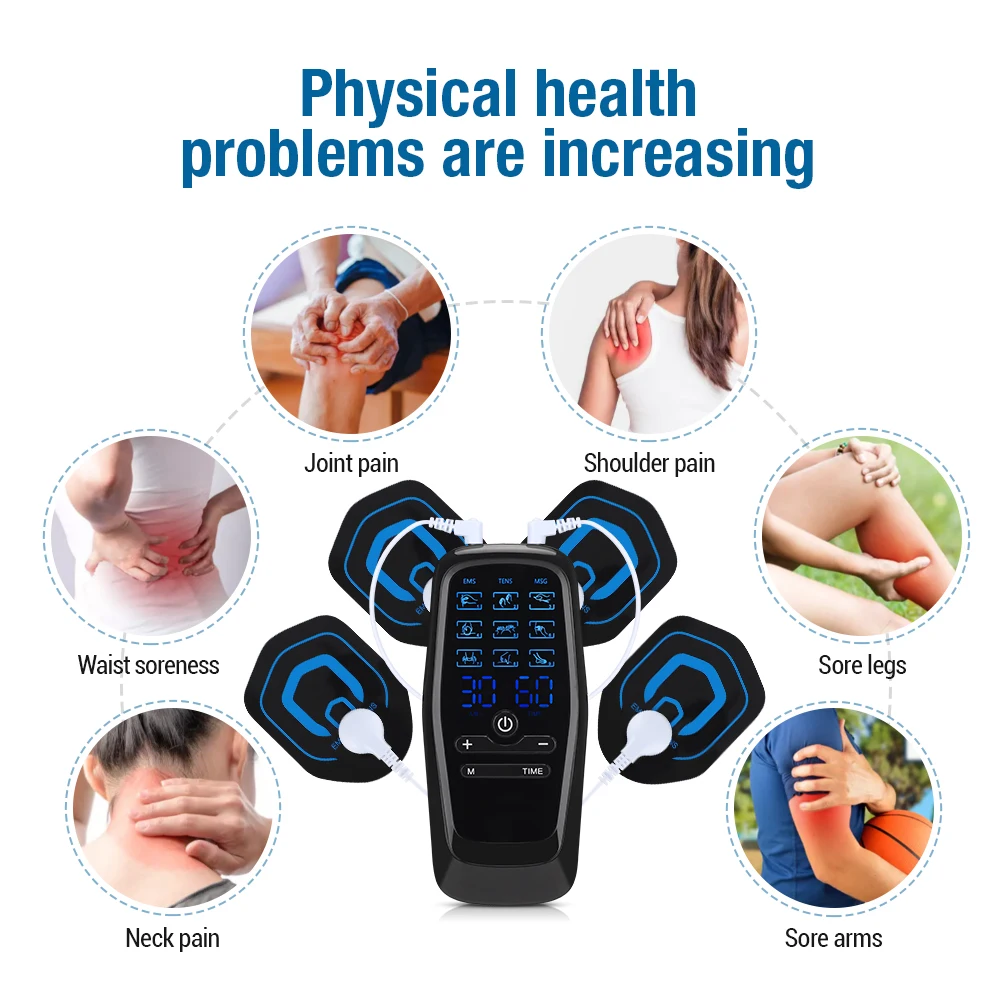 Electric EMS Acupuncture Body Massage Physiotherapy Tens Muscle Stimulator Therapy Slimming Machine Electro Stimulator 10Pads
