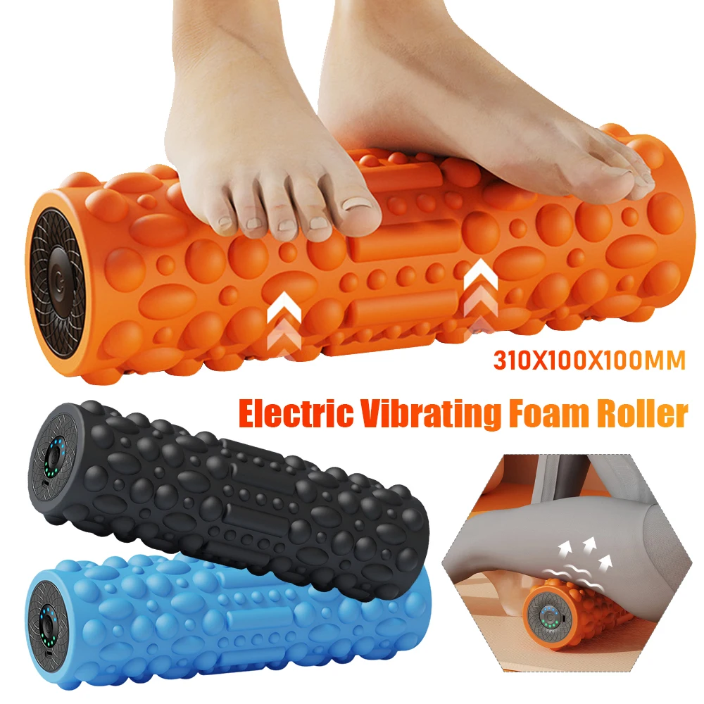 Electric Vibrating Foam Roller Massage Column Rechargeable Exercise Rollers For Yoga Pilates Muscle Tissue Relaxation Massager