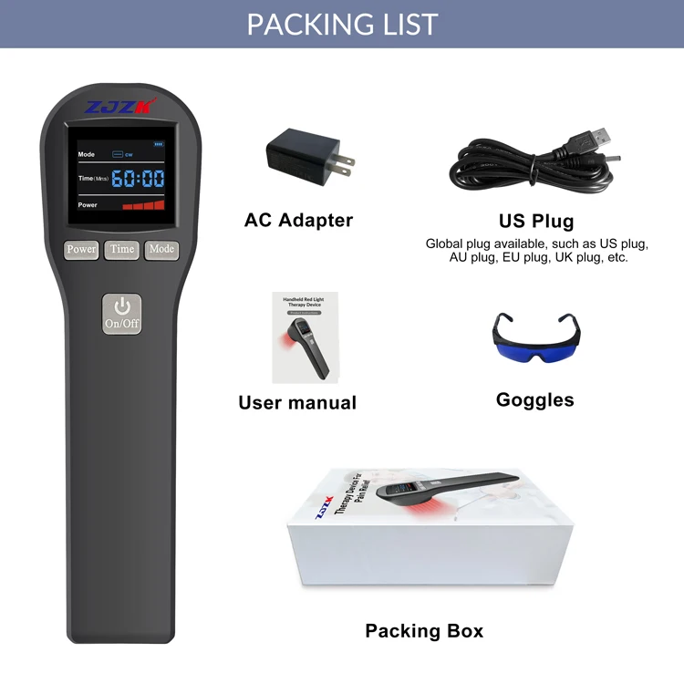 ZJZK 650nm 808nm Portable LLLT Cold Laser Level Therapy Treatment Device for Knee Back Neck Muscle Pain Relief