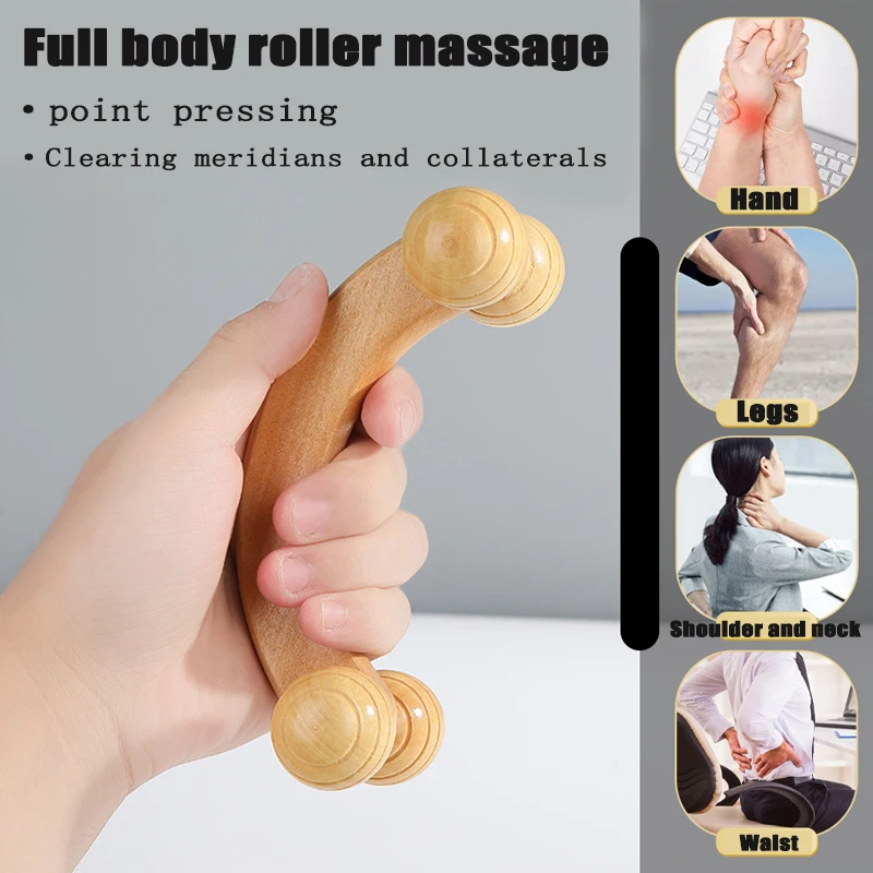 Wooden Massager Manual Roller Neck Back Waist Massage Tool Portable Meridian Dredging Massager Relax Leg Body Massage for Face - Image 2