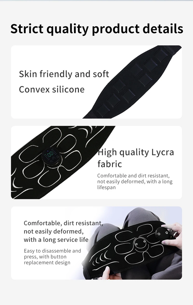 EMS Muscle Stimulator Abs Trainer Abdominal Muscle Toner Electronic Toning Belts Fitness Massage Slimming Device USB Recharge EMS Muscle Stimulator Abs Trainer Abdominal Muscle Toner Electronic Toning Belts Fitness Massage Slimming Device USB Recharge