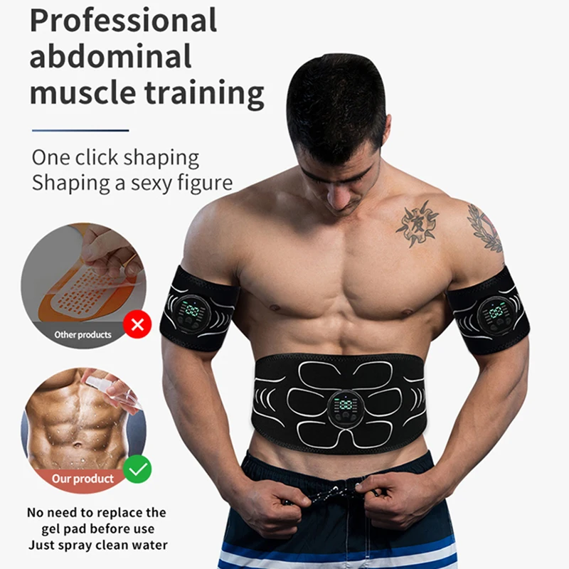 EMS Muscle Stimulator Abs Trainer Abdominal Muscle Toner Electronic Toning Belts Fitness Massage Slimming Device USB Recharge EMS Muscle Stimulator Abs Trainer Abdominal Muscle Toner Electronic Toning Belts Fitness Massage Slimming Device USB Recharge