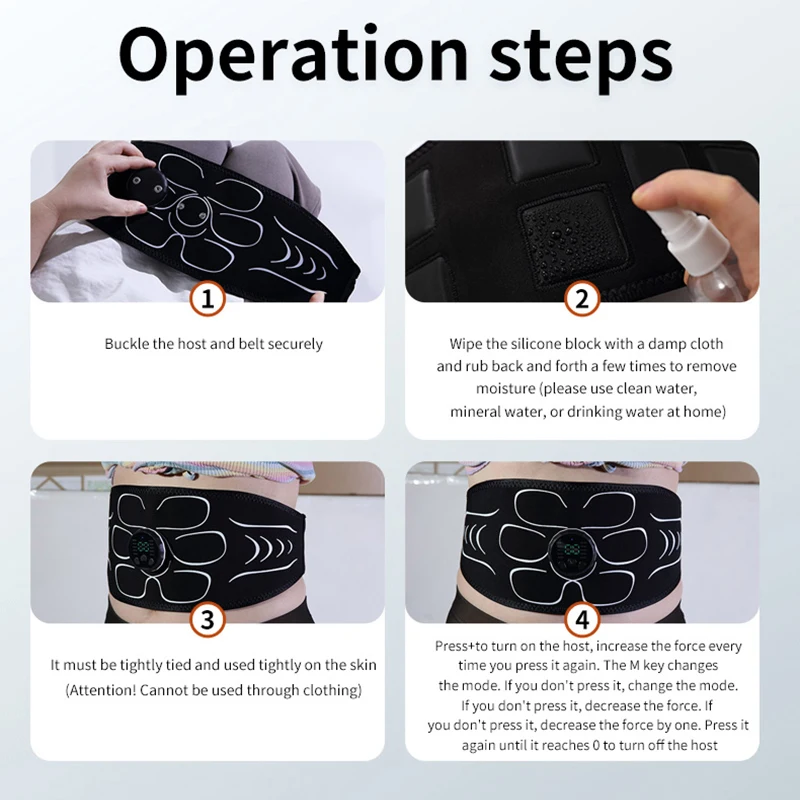 EMS Muscle Stimulator Abs Trainer Abdominal Muscle Toner Electronic Toning Belts Fitness Massage Slimming Device USB Recharge EMS Muscle Stimulator Abs Trainer Abdominal Muscle Toner Electronic Toning Belts Fitness Massage Slimming Device USB Recharge