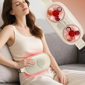 Electric Abdominal Massage Moxibustion Bian Stone Rotary Kneading Device Red Light Belly Shaking Massager Waist Abdomen Relax