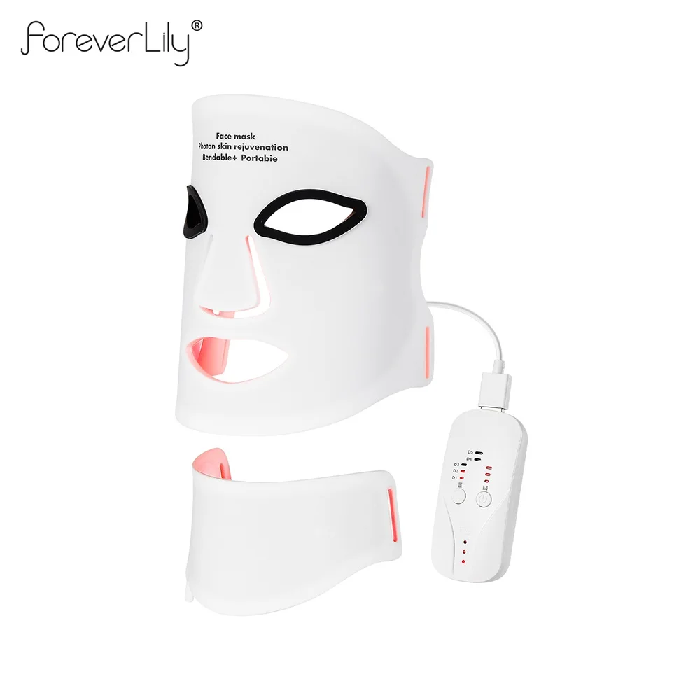 Silicone LED Mask Face With Neck 7 Colors LED Photon Red Light Infrared Therapy Flexible Facial Mask Repair Skin Wireless Use Silicone LED Mask Face With Neck 7 Colors LED Photon Red Light Infrared Therapy Flexible Facial Mask Repair Skin Wireless Use