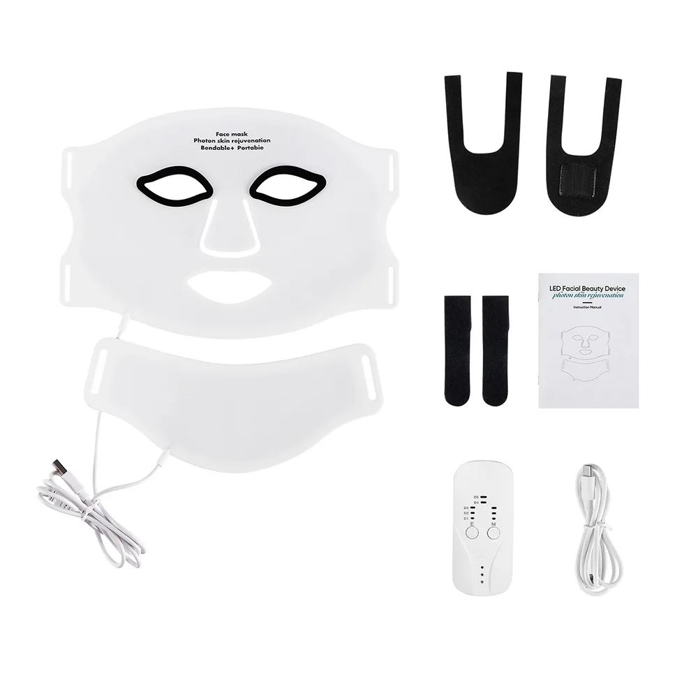 Silicone LED Mask Face With Neck 7 Colors LED Photon Red Light Infrared Therapy Flexible Facial Mask Repair Skin Wireless Use Silicone LED Mask Face With Neck 7 Colors LED Photon Red Light Infrared Therapy Flexible Facial Mask Repair Skin Wireless Use