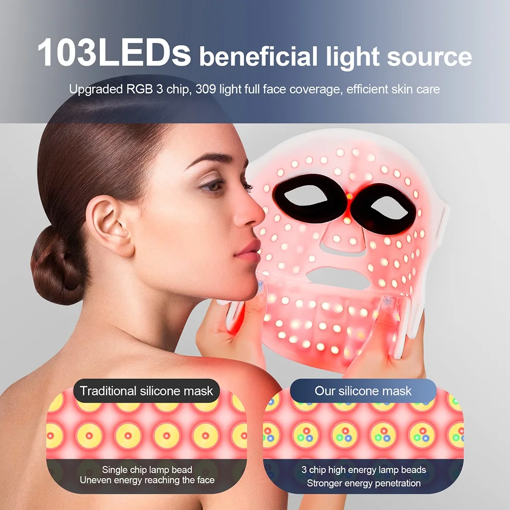 Silicone LED Mask Face With Neck 7 Colors LED Photon Red Light Infrared Therapy Flexible Facial Mask Repair Skin Wireless Use Silicone LED Mask Face With Neck 7 Colors LED Photon Red Light Infrared Therapy Flexible Facial Mask Repair Skin Wireless Use