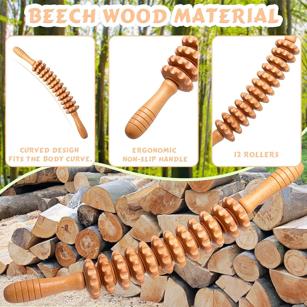Wooden Roller Massage Stick Handheld Gear Tool 12 Wheel Rolling Tool Bendable Roller Trigger Point Made Of Pure Natural Wood Wooden Roller Massage Stick Handheld Gear Tool 12 Wheel Rolling Tool Bendable Roller Trigger Point Made Of Pure Natural Wood