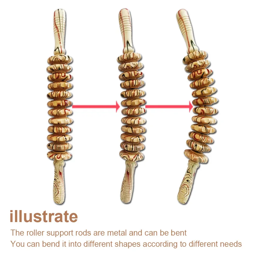Wooden Roller Massage Stick Handheld Gear Tool 12 Wheel Rolling Tool Bendable Roller Trigger Point Made Of Pure Natural Wood Wooden Roller Massage Stick Handheld Gear Tool 12 Wheel Rolling Tool Bendable Roller Trigger Point Made Of Pure Natural Wood