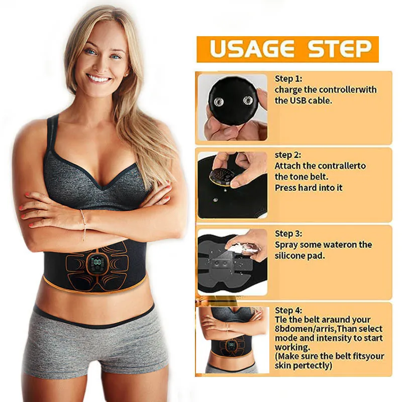 ABS Stimulator Electric Vibration Abdominal Muscle Trainer Muscle Stimulator USB Charge Body Slimming Fitness Massage Belts - Image 4