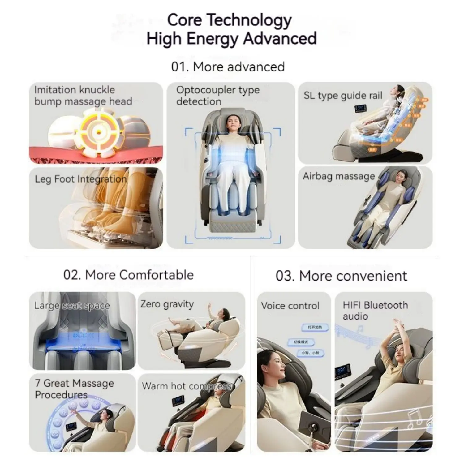 4D Zero Gravity Full Body Massage Chair Shiatsu Recliner Air Compression Heating Vibration Neck Back Foot Massage Smart Comforta - Image 5