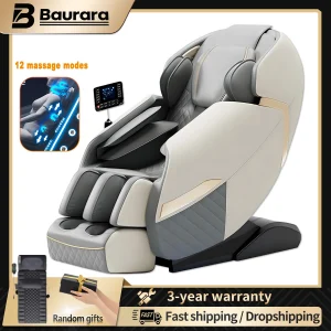 4D Zero Gravity Full Body Massage Chair Shiatsu Recliner Air Compression Heating Vibration Neck Back Foot Massage Smart Comforta
