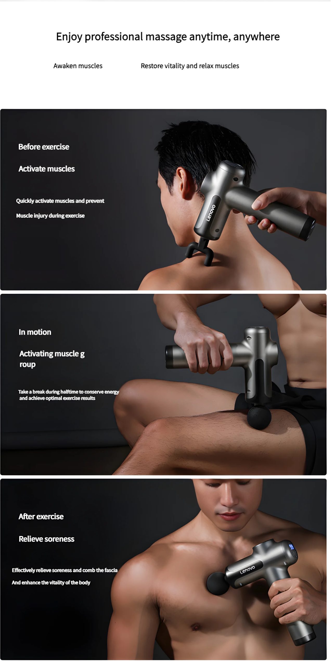 N2 N3 Fascia Gun Lenovo Brand Muscle Relaxation Massager 6-8Massage Head Long Lasting Battery Life LED Touch Portable Massager N2 N3 Fascia Gun Lenovo Brand Muscle Relaxation Massager 6-8Massage Head Long Lasting Battery Life LED Touch Portable Massager