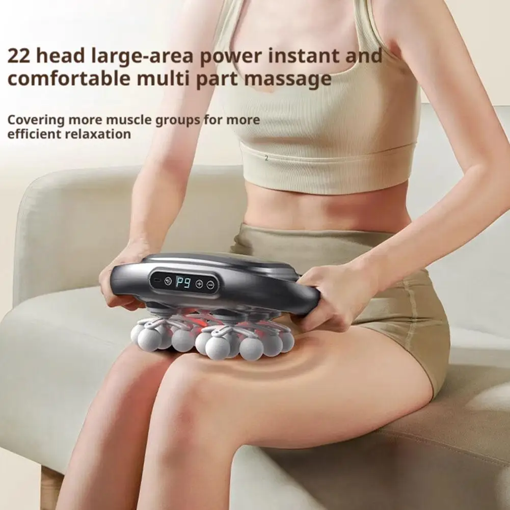 22 Head Fascia Gun High Frequency Vibration Massage Gun 9 Speed Levels Deep Muscle Relaxation for Back Neck Shoulder
