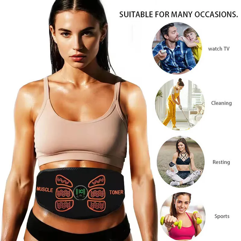 Abdominal Muscle Toner EMS Muscle Stimulator Electric Toning Belt Waist Trainer USB Recharge Body Weight Loss Fitness Massager Abdominal Muscle Toner EMS Muscle Stimulator Electric Toning Belt Waist Trainer USB Recharge Body Weight Loss Fitness Massager