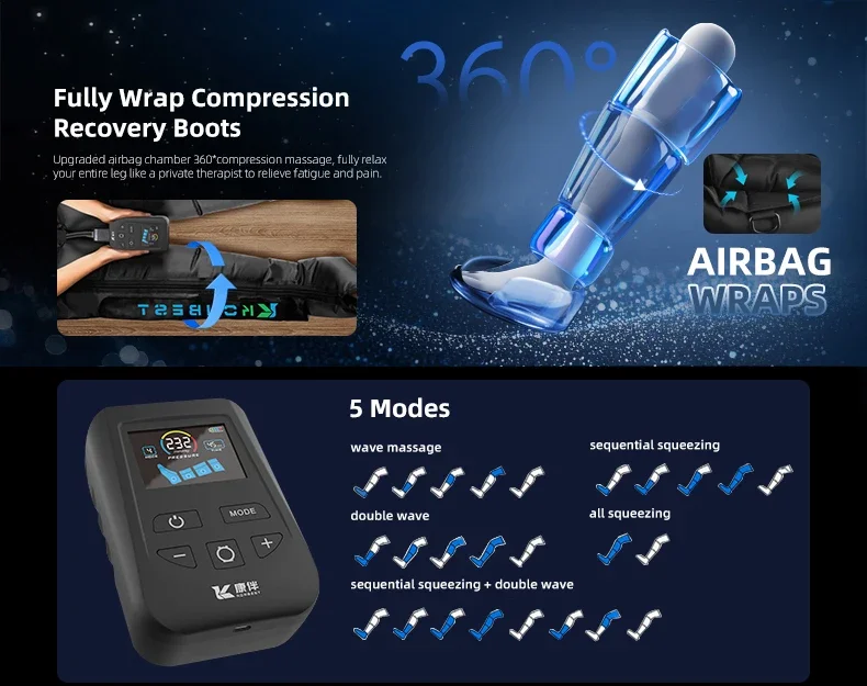 Air Compression Leg Massager Boots Foot Calf Pressotherapy Air Pressure Therapy Device 4 Chamber Fast Recovery Massage Machine Air Compression Leg Massager Boots Foot Calf Pressotherapy Air Pressure Therapy Device 4 Chamber Fast Recovery Massage Machine