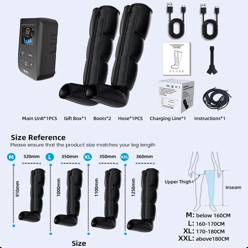 Air Compression Leg Massager Boots Foot Calf Pressotherapy Air Pressure Therapy Device 4 Chamber Fast Recovery Massage Machine - Image 5