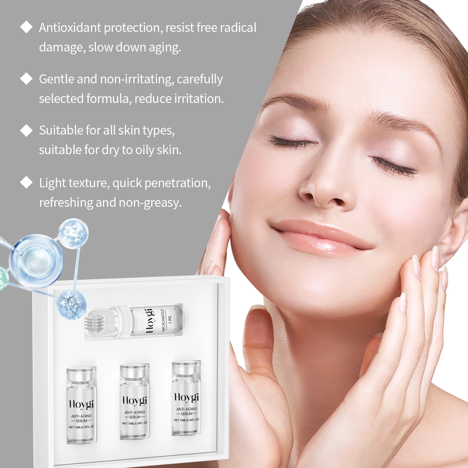 Hyaluronic Acid Essence Skin Care Roller Set Tightening Massage Facial Skin Smoothing Nourishing Improve Rough & Matte Skin - Image 3
