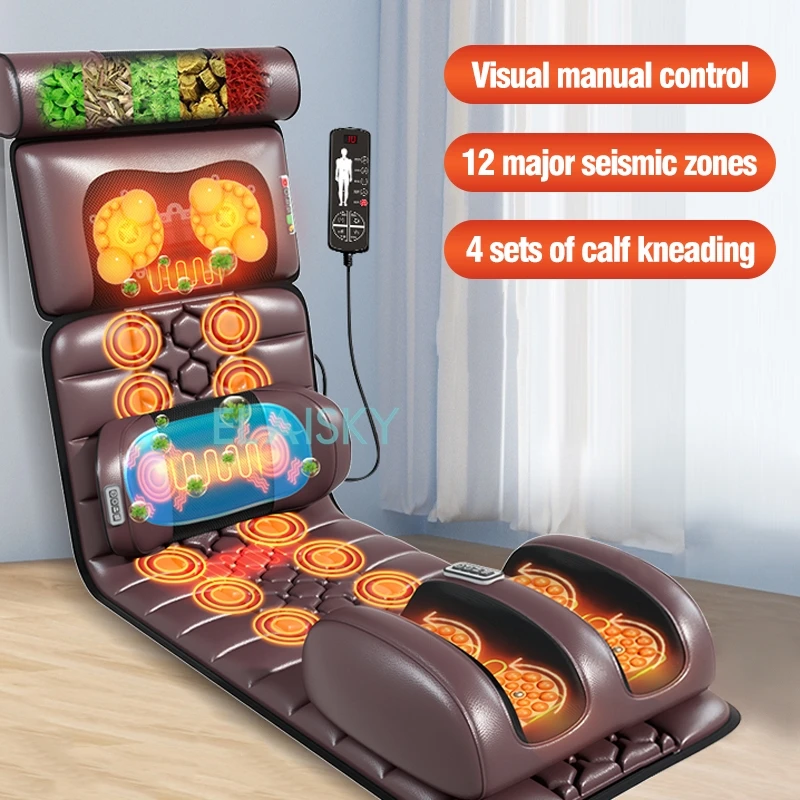 Electric Full Body Massage Cushion Multifunctional Chair Pad Seat Heat Shiatsu Deep Kneading Vibration Back Massager 110V/220V