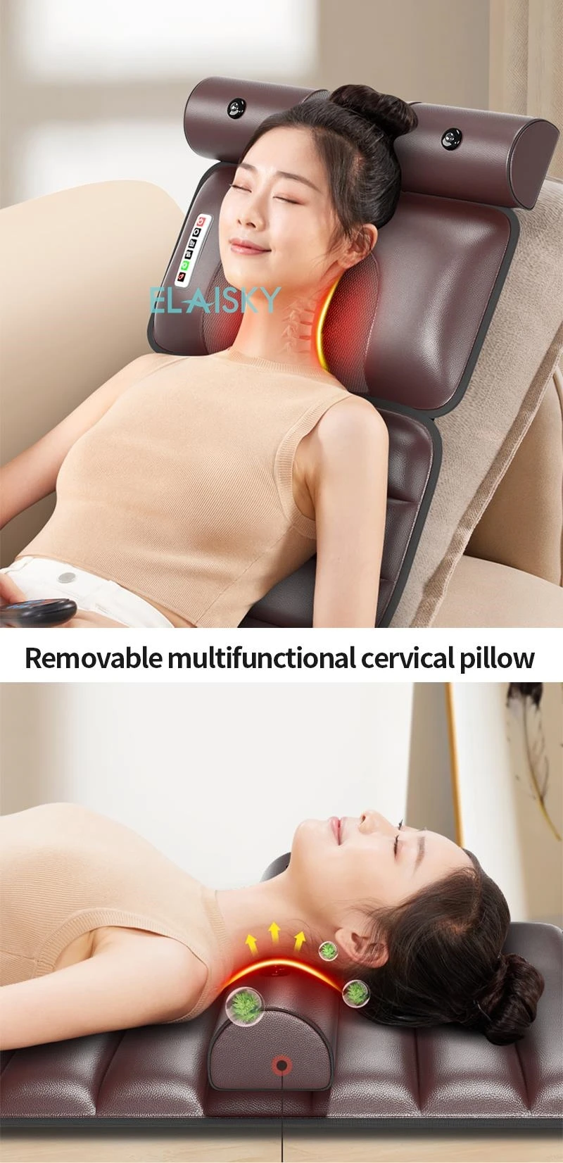 Electric Full Body Massage Cushion Multifunctional Chair Pad Seat Heat Shiatsu Deep Kneading Vibration Back Massager 110V/220V