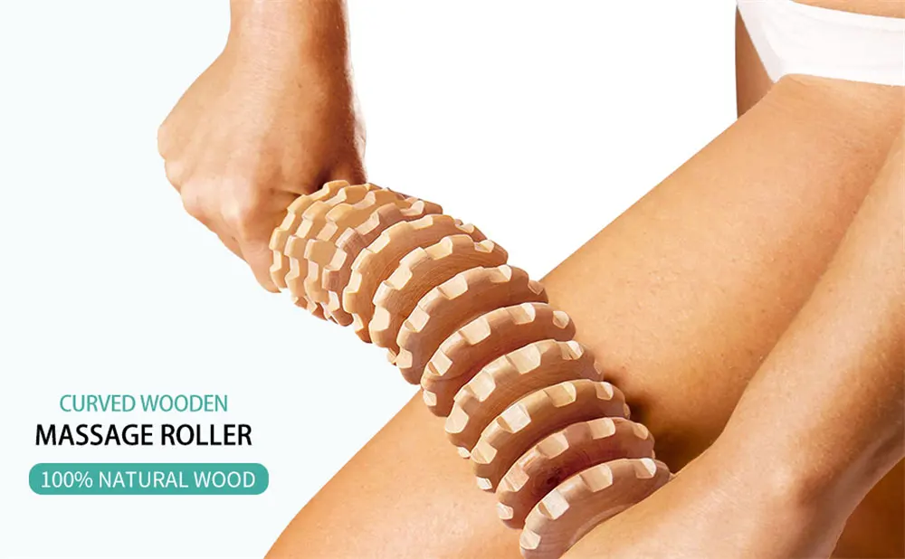 Natural Curved Wooden Massage Roller for Waist and Thigh, Multi-Functional Body Roller for Cellulite Reduction & Muscle Tension Natural Curved Wooden Massage Roller for Waist and Thigh, Multi-Functional Body Roller for Cellulite Reduction & Muscle Tension