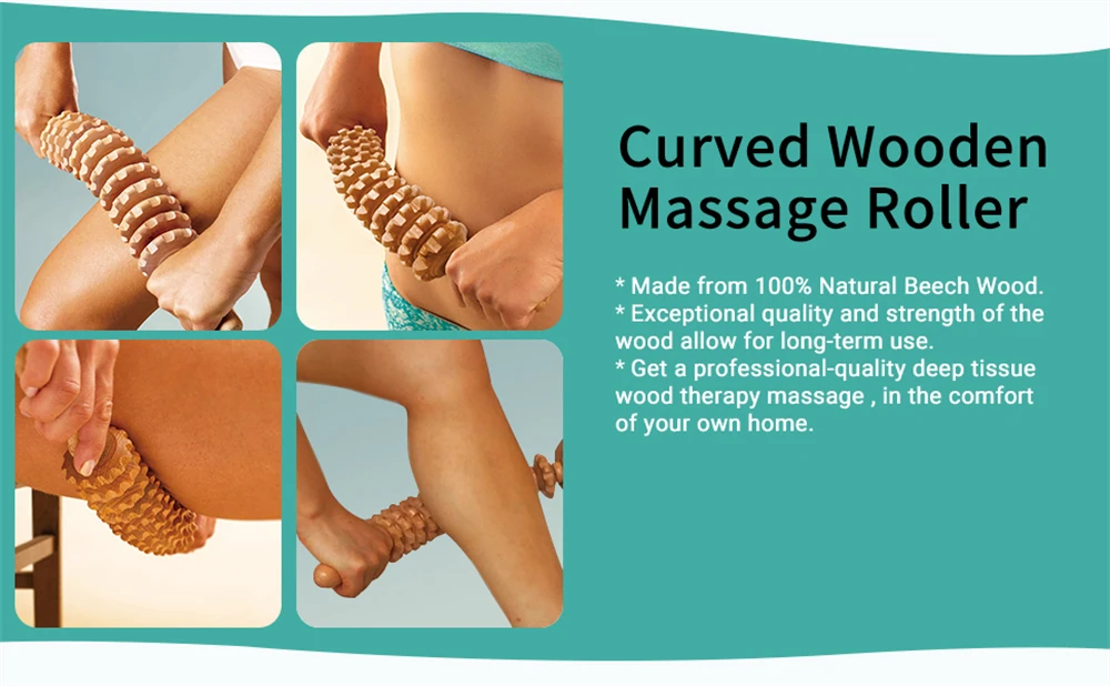 Natural Curved Wooden Massage Roller for Waist and Thigh, Multi-Functional Body Roller for Cellulite Reduction & Muscle Tension Natural Curved Wooden Massage Roller for Waist and Thigh, Multi-Functional Body Roller for Cellulite Reduction & Muscle Tension