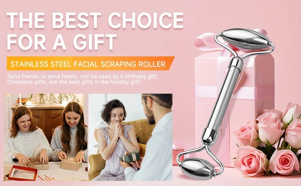 Stainless Steel Gua Sha Scraping Massage Roller Acupressure Massager Facial & Body Beauty Tool for Skin Care Lymphatic Drainage