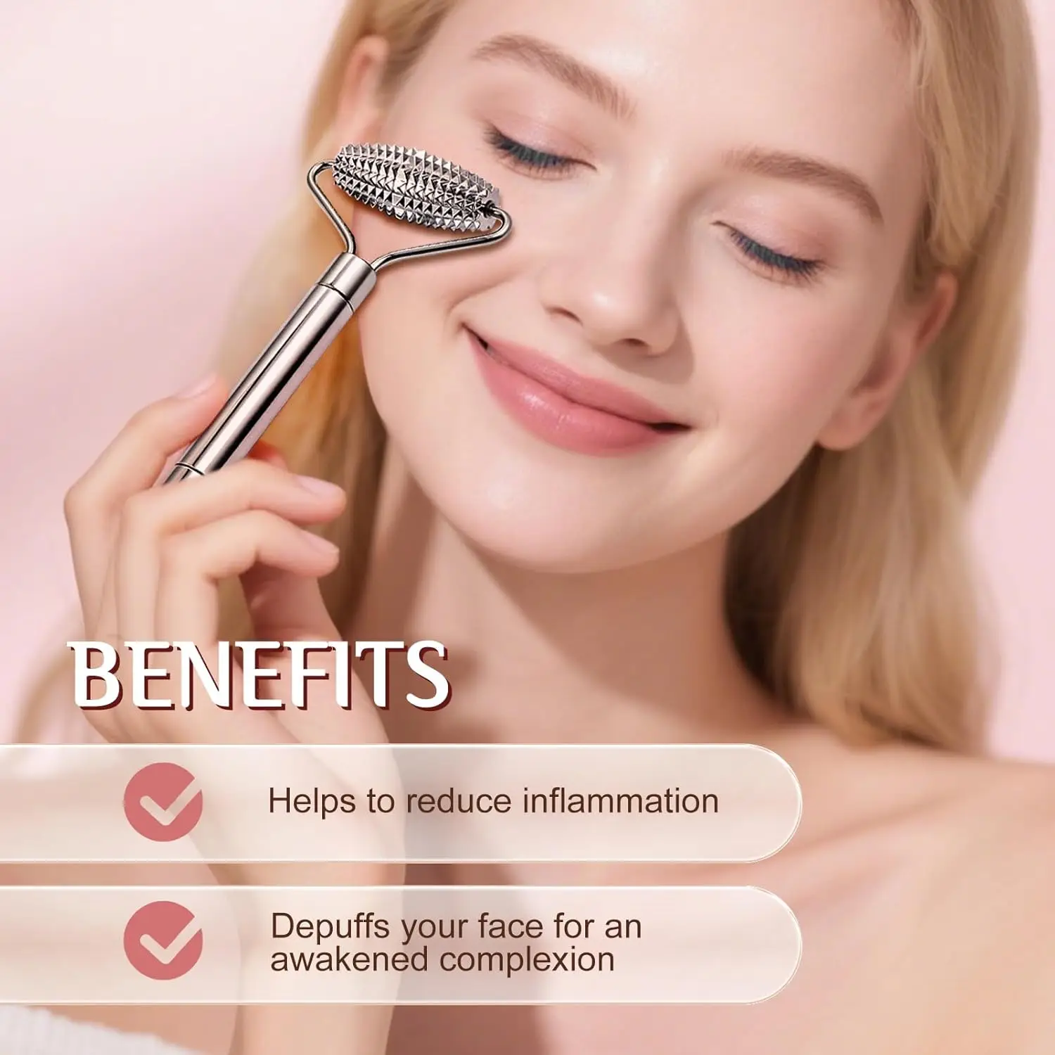 Stainless Steel Gua Sha Scraping Massage Roller Acupressure Massager Facial & Body Beauty Tool for Skin Care Lymphatic Drainage