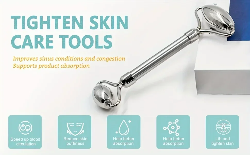 Stainless Steel Gua Sha Scraping Massage Roller Acupressure Massager Facial & Body Beauty Tool for Skin Care Lymphatic Drainage