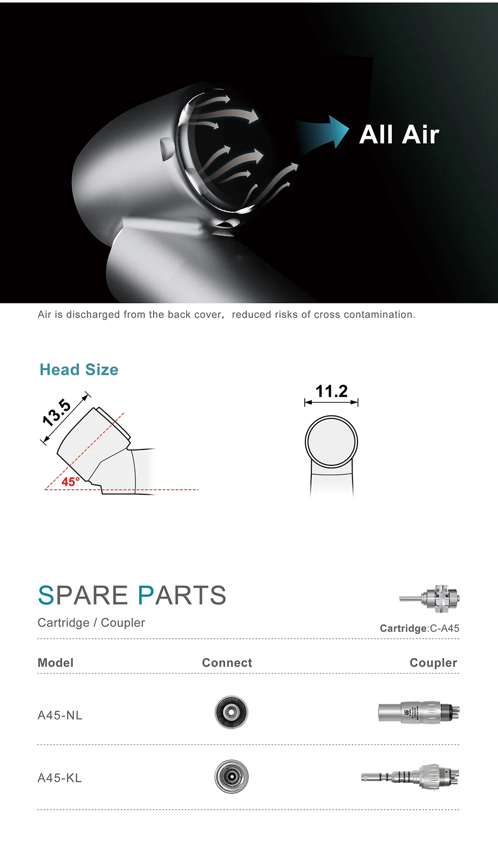 AI DENTAL Aiko Series Air Turbine Upgrade Bearings Superoir Conversion Rate More Powerful Concentricity High Speed Handpiece New AI DENTAL Aiko Series Air Turbine Upgrade Bearings Superoir Conversion Rate More Powerful Concentricity High Speed Handpiece New