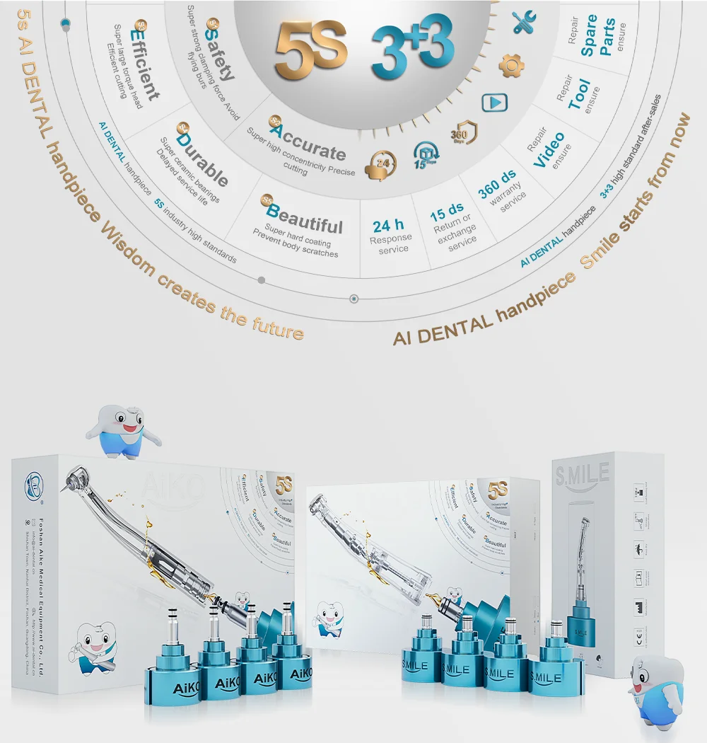AI DENTAL Aiko Series Air Turbine Upgrade Bearings Superoir Conversion Rate More Powerful Concentricity High Speed Handpiece New AI DENTAL Aiko Series Air Turbine Upgrade Bearings Superoir Conversion Rate More Powerful Concentricity High Speed Handpiece New