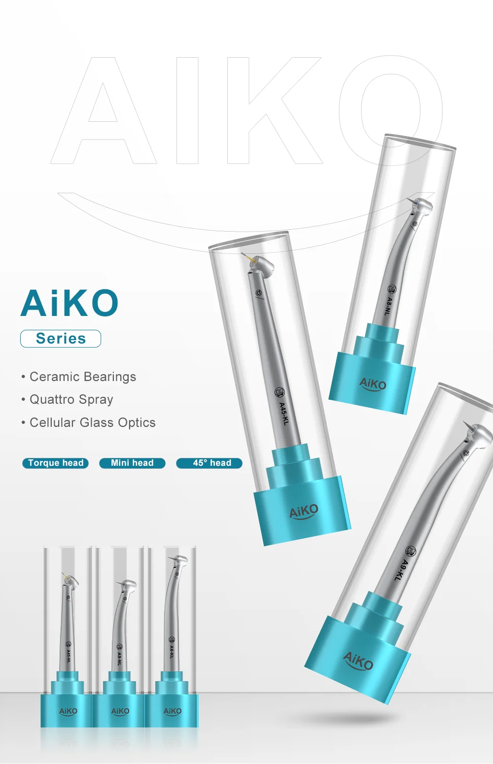 AI DENTAL Aiko Series Air Turbine Upgrade Bearings Superoir Conversion Rate More Powerful Concentricity High Speed Handpiece New AI DENTAL Aiko Series Air Turbine Upgrade Bearings Superoir Conversion Rate More Powerful Concentricity High Speed Handpiece New