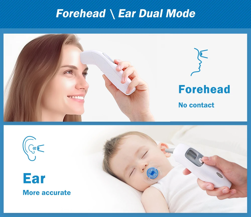 Cofoe 2 in 1 Digital Forehead & Ear Thermometer Non-Contact Medical Thermometer Baby/Adult ±0.1℃ Temperature precise Measure Cofoe 2 in 1 Digital Forehead & Ear Thermometer Non-Contact Medical Thermometer Baby/Adult ±0.1℃ Temperature precise Measure