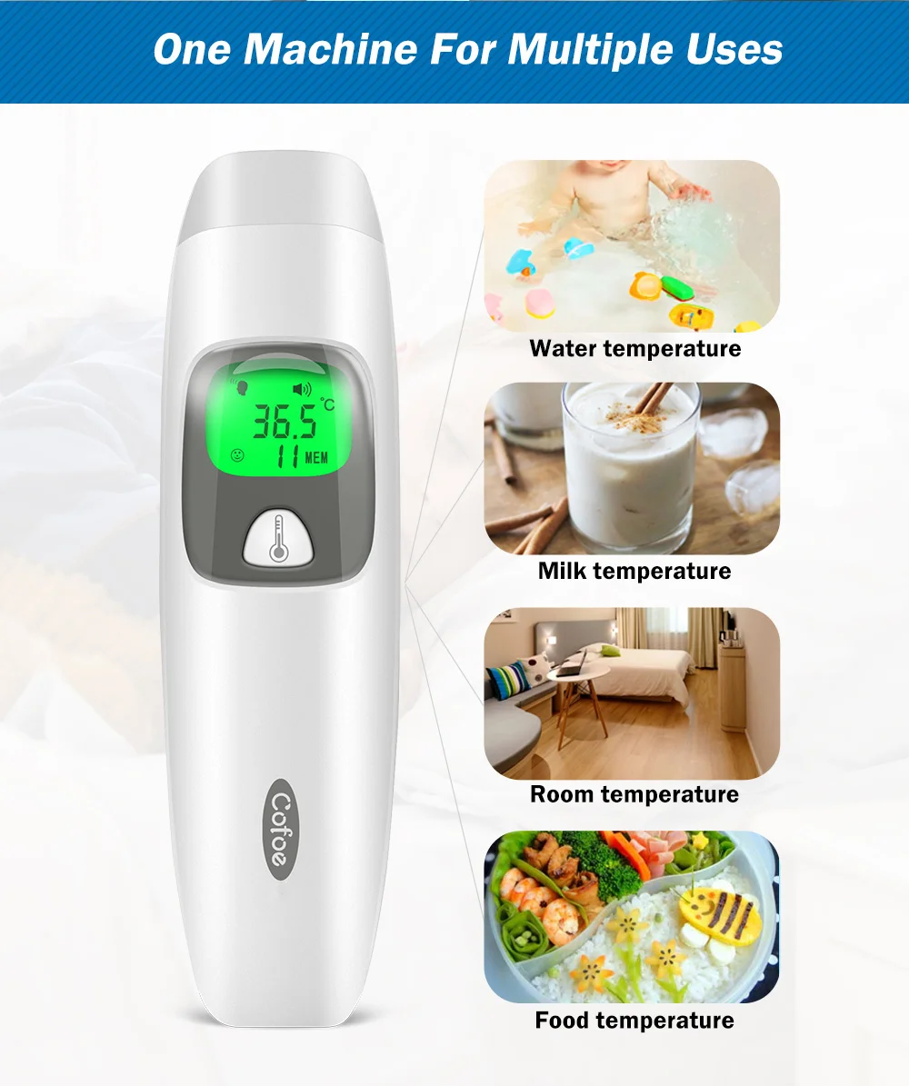 Cofoe 2 in 1 Digital Forehead & Ear Thermometer Non-Contact Medical Thermometer Baby/Adult ±0.1℃ Temperature precise Measure Cofoe 2 in 1 Digital Forehead & Ear Thermometer Non-Contact Medical Thermometer Baby/Adult ±0.1℃ Temperature precise Measure