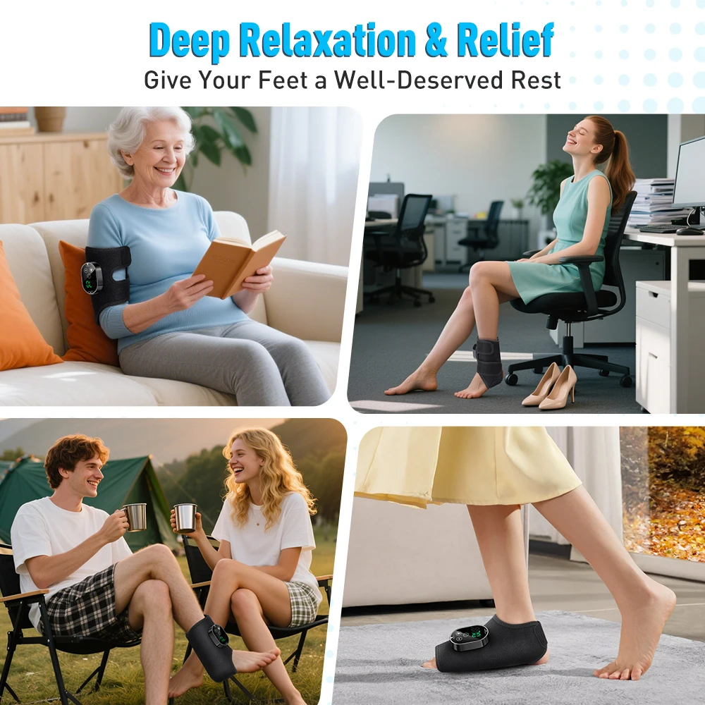Electric Vibration Ankle Massager 3 Gears Heated Ankle Wrap Foot Protector Support Brace Heating Massage Strap for Joint Care