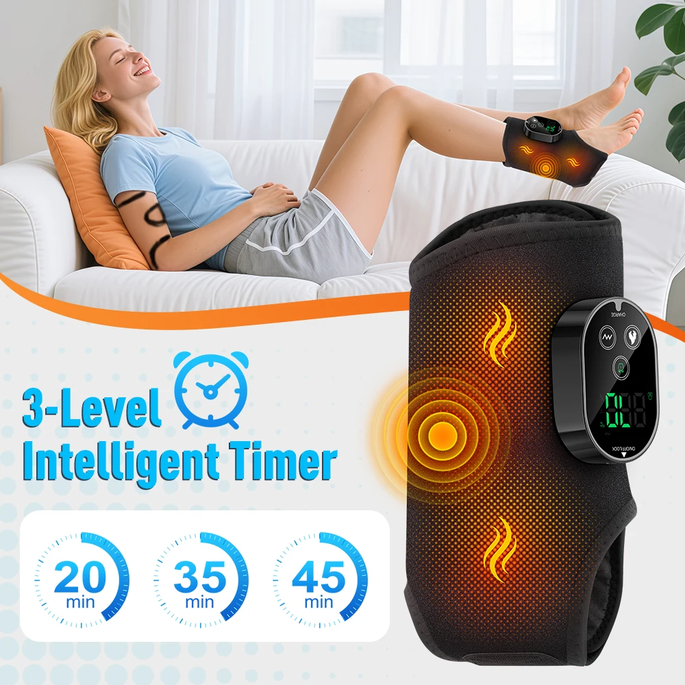 Electric Vibration Ankle Massager 3 Gears Heated Ankle Wrap Foot Protector Support Brace Heating Massage Strap for Joint Care