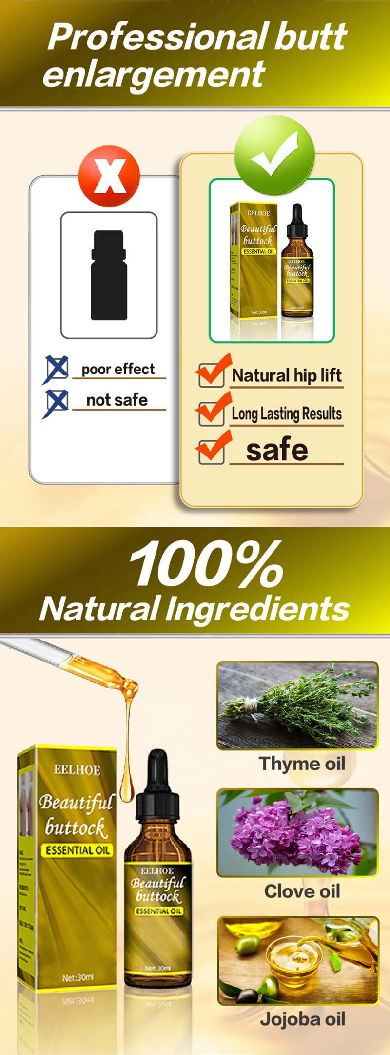 Hip Up Essential Oil Buttock Enlargement Cream Effective Lifting & Firming Butt Hip Lift Beauty Big Ass