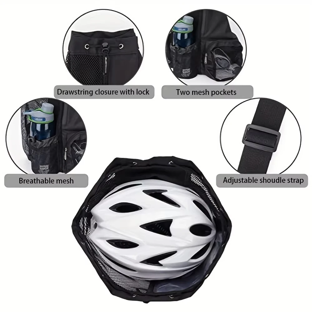 Mesh backpack, swimming drawstring bag, backpack with wet pocket, beach storage backpack, outdoor fishing bag - Image 3